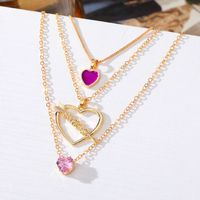 French Style Heart Shape Artificial Gemstones Alloy Wholesale Layered Necklaces main image 1