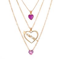 French Style Heart Shape Artificial Gemstones Alloy Wholesale Layered Necklaces main image 3
