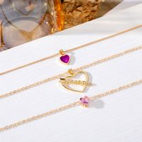 French Style Heart Shape Artificial Gemstones Alloy Wholesale Layered Necklaces main image 2