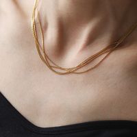 Lady Solid Color Titanium Steel Plating Layered Necklaces sku image 2