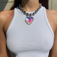 Streetwear Heart Shape Alloy Glass Plating Women's Pendant Necklace 1 Piece sku image 1
