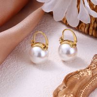 Lady Round Imitation Pearl Women's Earrings 1 Pair sku image 1