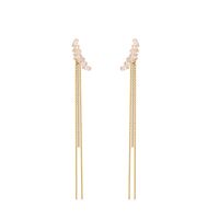 1 Pair Simple Style Tassel Inlay Alloy Rhinestones Drop Earrings sku image 1