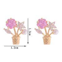 1 Pair Cute Simple Style Flower Plating Inlay Copper Zircon 14k Gold Plated Ear Studs main image 3