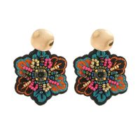 1 Pair Ethnic Style Flower Embroidery Beaded Resin Zinc Alloy Handmade Dangling Earrings main image 6