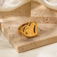 Einfacher Stil Herzform Rostfreier Stahl Überzug 18 Karat Vergoldet Ringe main image 2
