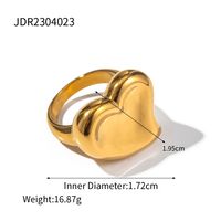 Simple Style Heart Shape Stainless Steel Plating 18k Gold Plated Rings sku image 2