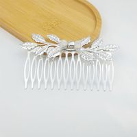 Fashion Leaf Flower Metal Plating Inlay Artificial Gemstones Hair Combs 1 Piece sku image 5
