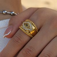 Commute Devil's Eye Stainless Steel Plating Inlay Zircon 18k Gold Plated Rings main image 1