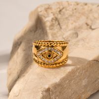 Commute Devil's Eye Stainless Steel Plating Inlay Zircon 18k Gold Plated Rings main image 2