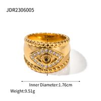 Commute Devil's Eye Stainless Steel Plating Inlay Zircon 18k Gold Plated Rings sku image 3
