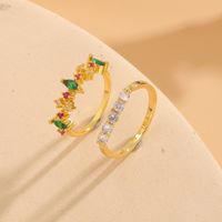 Elegant Water Droplets Copper Plating Inlay Zircon 14k Gold Plated Rings main image 1