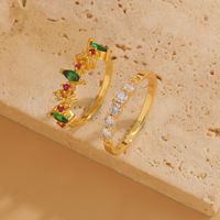 Elegant Water Droplets Copper Plating Inlay Zircon 14k Gold Plated Rings main image 8