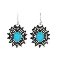 1 Pair Vintage Style Heart Shape Inlay Alloy Turquoise Silver Plated Drop Earrings sku image 21