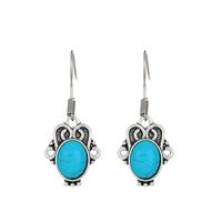 1 Pair Vintage Style Heart Shape Inlay Alloy Turquoise Silver Plated Drop Earrings sku image 8