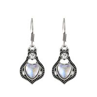 1 Pair Vintage Style Heart Shape Inlay Alloy Turquoise Silver Plated Drop Earrings sku image 11