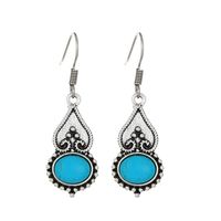 1 Pair Vintage Style Heart Shape Inlay Alloy Turquoise Silver Plated Drop Earrings sku image 14