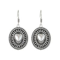 1 Pair Vintage Style Heart Shape Inlay Alloy Turquoise Silver Plated Drop Earrings sku image 22