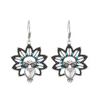 1 Pair Vintage Style Heart Shape Inlay Alloy Turquoise Silver Plated Drop Earrings sku image 27
