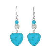 1 Pair Vintage Style Heart Shape Inlay Alloy Turquoise Silver Plated Drop Earrings sku image 25