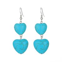1 Pair Vintage Style Heart Shape Inlay Alloy Turquoise Silver Plated Drop Earrings sku image 26