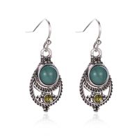 1 Pair Vintage Style Heart Shape Inlay Alloy Turquoise Silver Plated Drop Earrings sku image 17