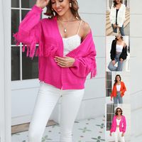 Women's Knitwear Long Sleeve Sweaters & Cardigans Tassel Casual Solid Color main image 1