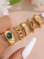 Commute Solid Color Alloy Inlay Rhinestones Women's Open Rings main image 1