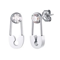 1 Pair Simple Style Solid Color Plating Inlay 201 Stainless Steel Zircon Gold Plated Earrings main image 2