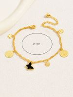 Simple Style Leaves Coin Butterfly 18k Gold Plated Copper Wholesale Anklet main image 6