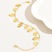 Simple Style Leaves Coin Butterfly 18k Gold Plated Copper Wholesale Anklet sku image 2