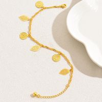 Simple Style Leaves Coin Butterfly 18k Gold Plated Copper Wholesale Anklet sku image 3