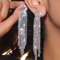 Glam Tassel Alloy Inlay Rhinestones Women's Drop Earrings sku image 1