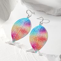 1 Pair Simple Style Leaves Hollow Out Alloy Iron Drop Earrings main image 3