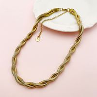 304 Stainless Steel 14K Gold Plated Hip-Hop Rock Plating Solid Color Twist Necklace main image 3