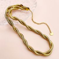 304 Stainless Steel 14K Gold Plated Hip-Hop Rock Plating Solid Color Twist Necklace main image 1