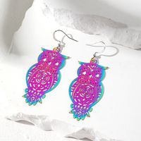 1 Pair Simple Style Owl Butterfly Hollow Out Iron Drop Earrings main image 5