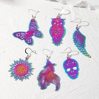 1 Pair Simple Style Owl Butterfly Hollow Out Iron Drop Earrings main image 1