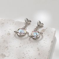 1 Paire Style Simple Forme De Cœur Incruster Alliage Opale Boucles D'oreilles main image 4