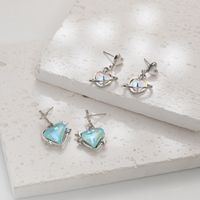 1 Pair Simple Style Heart Shape Inlay Alloy Opal Drop Earrings main image 1