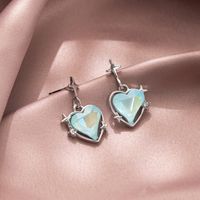1 Pair Simple Style Heart Shape Inlay Alloy Opal Drop Earrings main image 3