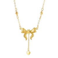 Ig Style Princess Heart Shape Bow Knot Copper Plating 18k Gold Plated Pendant Necklace sku image 1