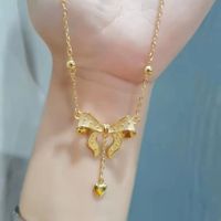 Ig Style Princess Heart Shape Bow Knot Copper Plating 18k Gold Plated Pendant Necklace main image 2
