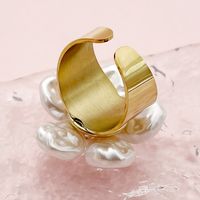 Ig Style Vintage Style Flower Stainless Steel Plating Inlay Shell Gold Plated Open Rings main image 3