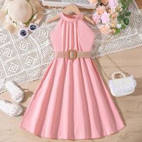 Princess Solid Color 100 Polyester Girls Dresses main image 5