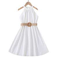 Princess Solid Color 100 Polyester Girls Dresses main image 4