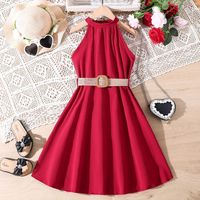 Princess Solid Color 100 Polyester Girls Dresses main image 6