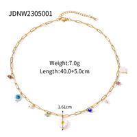 Casual Ethnic Style Devil's Eye Flower Stainless Steel Tassel Plating 18k Gold Plated Necklace sku image 1