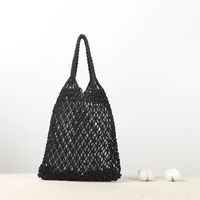 Women's Basic Solid Color Cotton Rope Shopping Bags sku image 3
