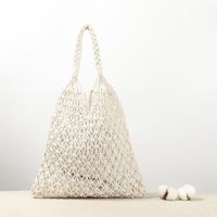 Women's Basic Solid Color Cotton Rope Shopping Bags main image 3